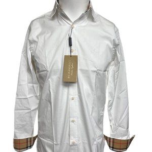 Burberry men's white William dress shirt button down long sleeve shirt